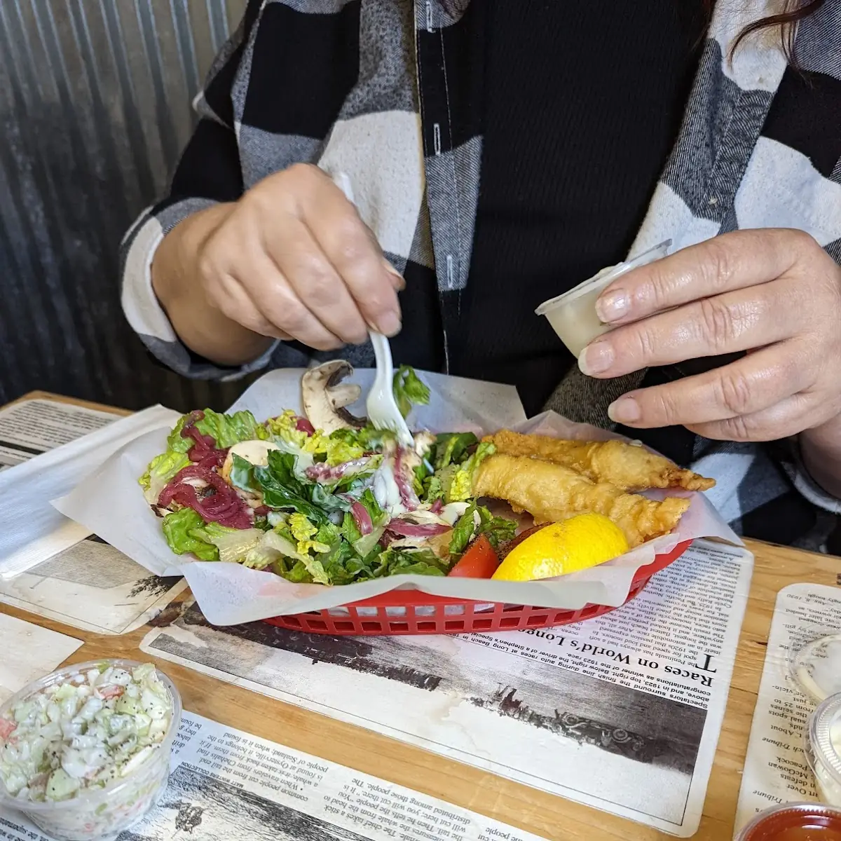 2 Piece Halibut and Salad