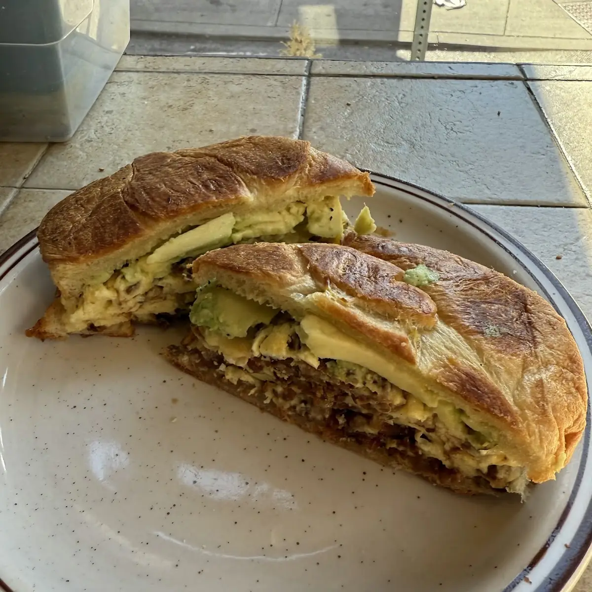 Bacon Egg and Cheese with Avocado on Croissant