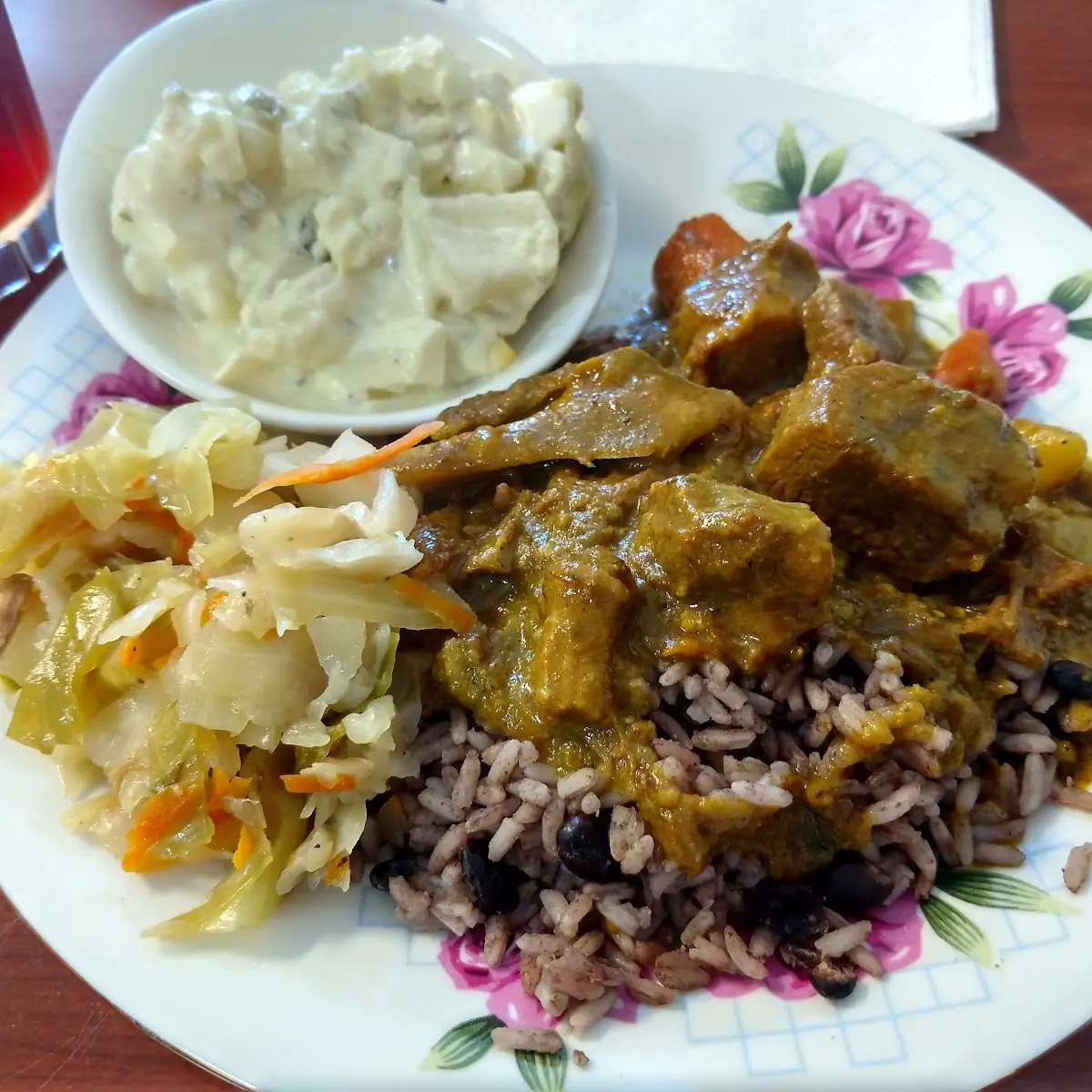 Goat Curry Cabbage and Potato Salad