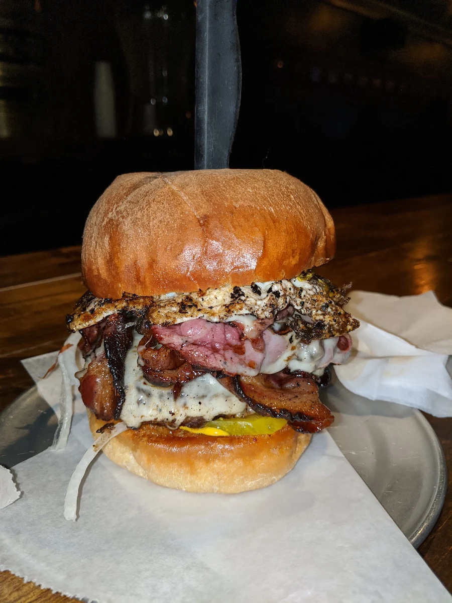The Pastrami Burger with Bacon and Egg