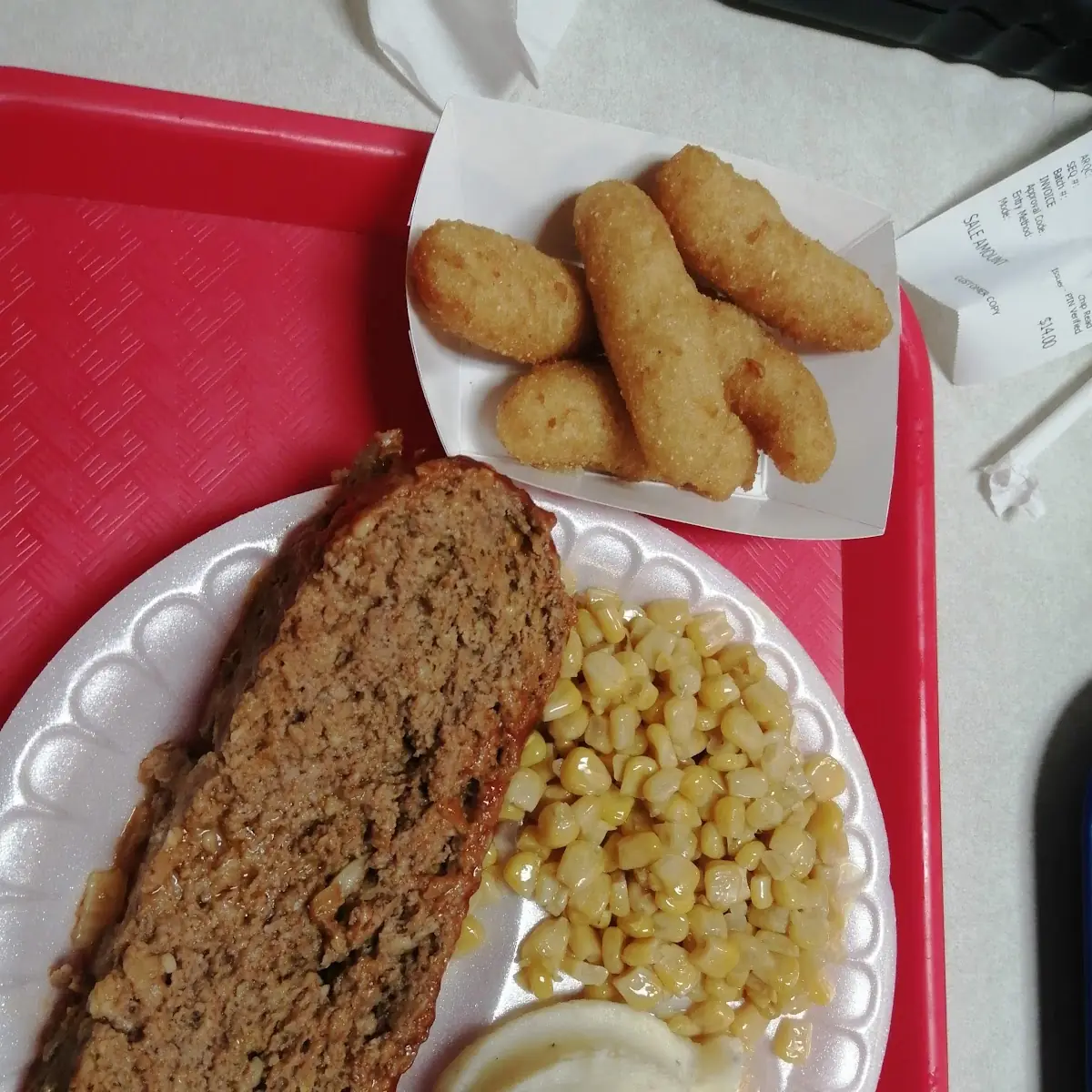 Meatloaf w Mashed Potatoes and Fries