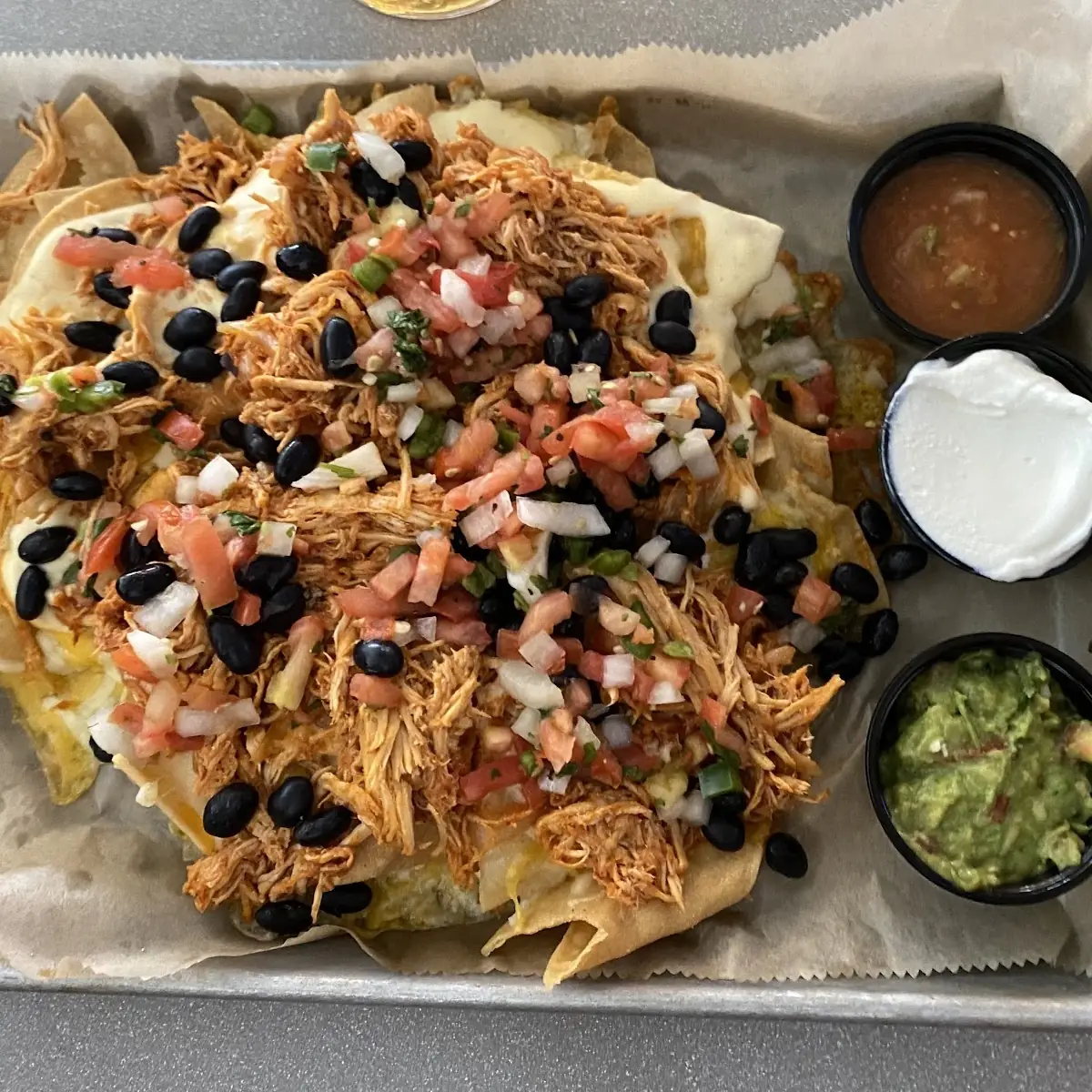 Three Cheese BBQ Pork Nachos