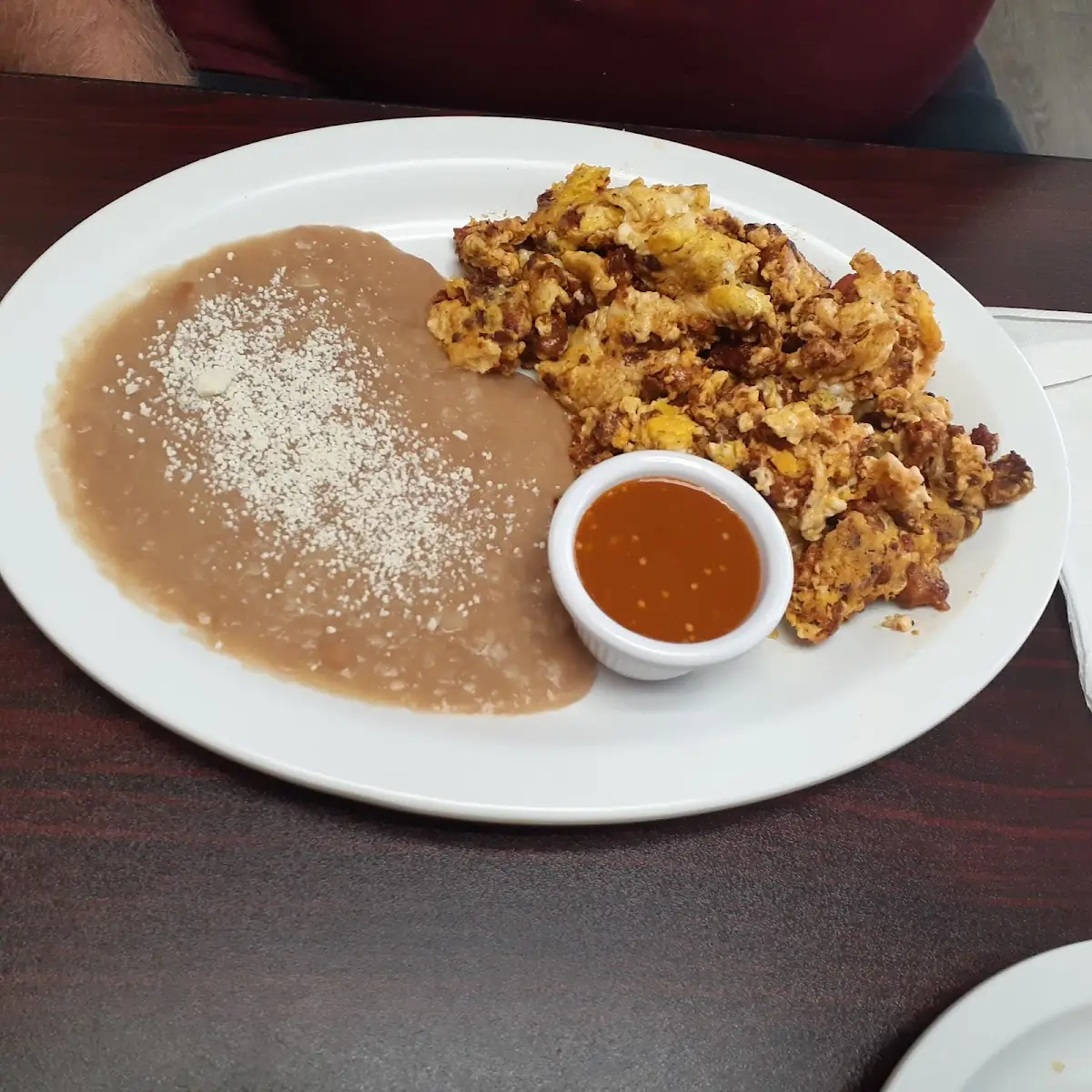 Eggs with Chorizo and Refried Beans