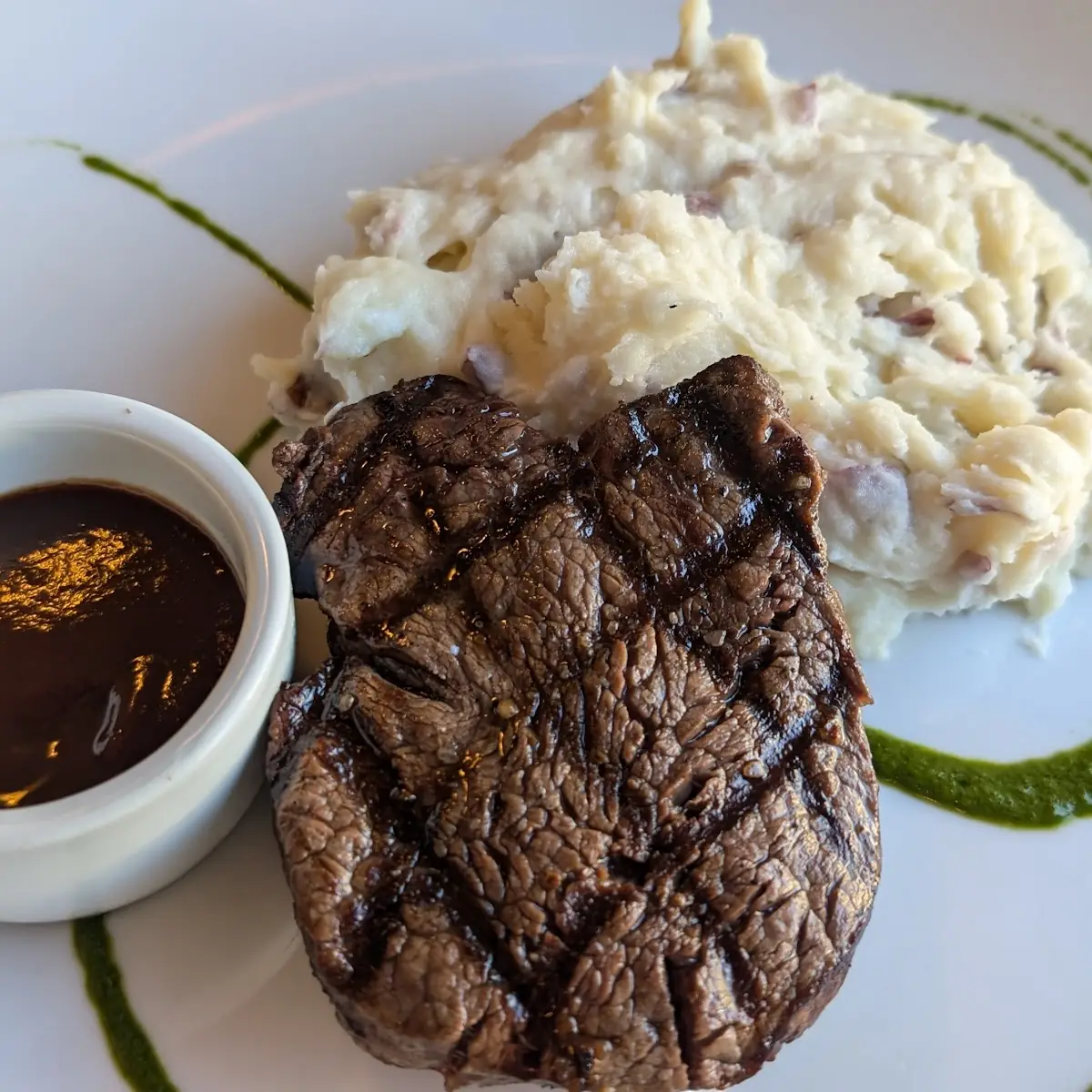 Grilled Steak with Mashed Potatoes