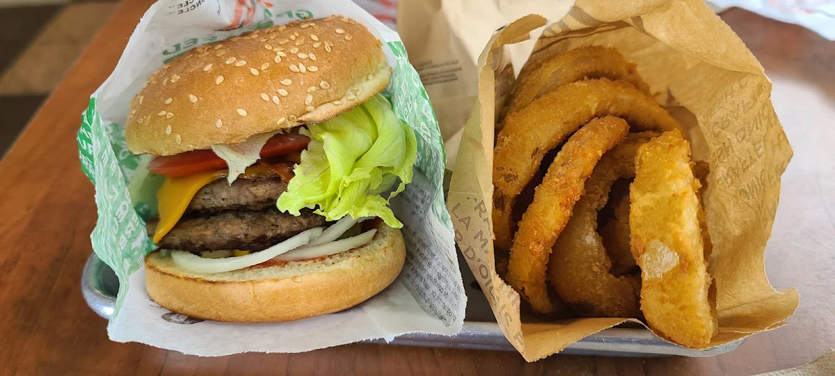 Double Junior Burger with Onion Rings