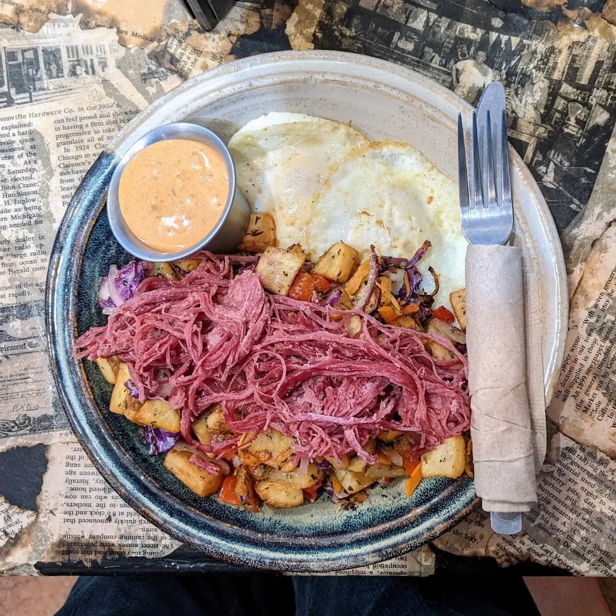 Hippie Hash with Corned Beef and Russian Dressing