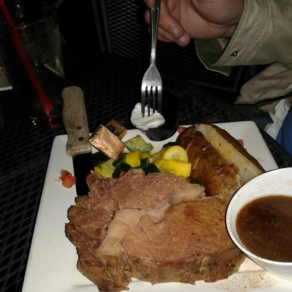 Prime Rib w Vegetables & Baked Potato