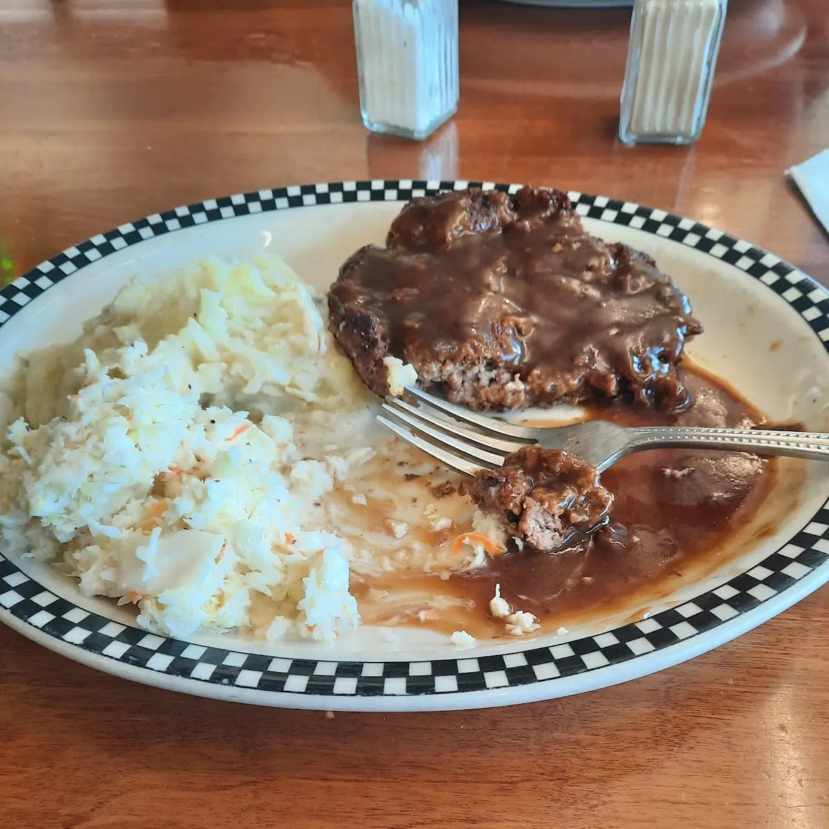 Hamburger Steak Mashed Potatoes Coleslaw