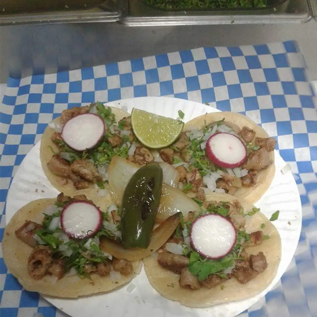 Albañil Taco  asada / beff fajita  w beans veggies and cheese taco