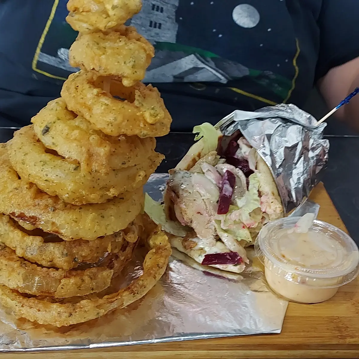 Dilly Chicken Wrap with Onion Rings
