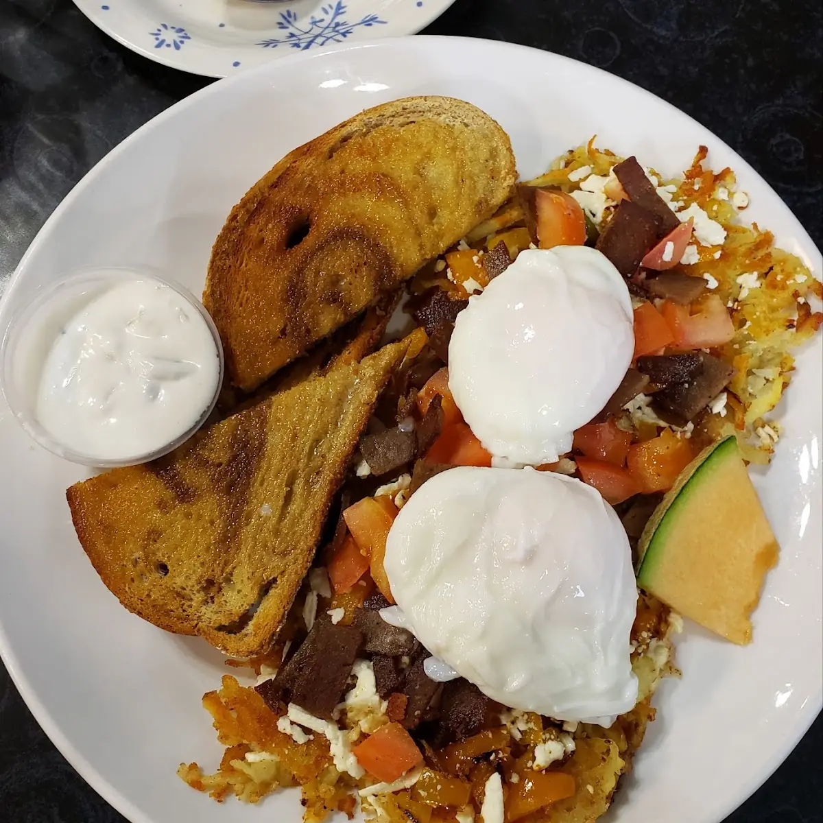 Greek Omelette with Poached Eggs
