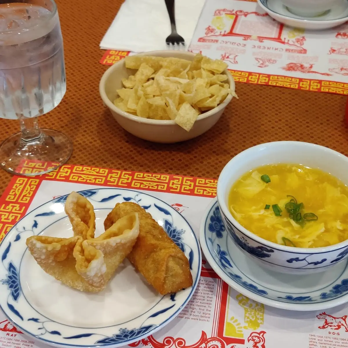 Crab Rangoon Egg Roll and Egg Drop Soup