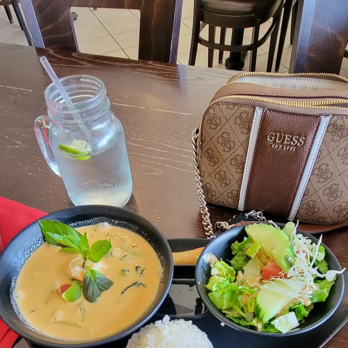 Penang Curry with Shrimp White Rice & Salad