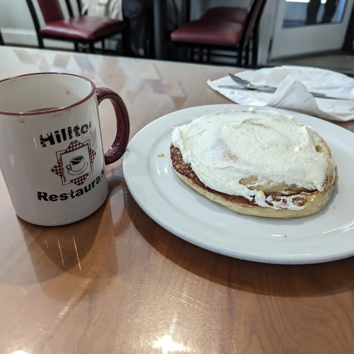 French Vanilla Cappuccino and Cinnamon Roll