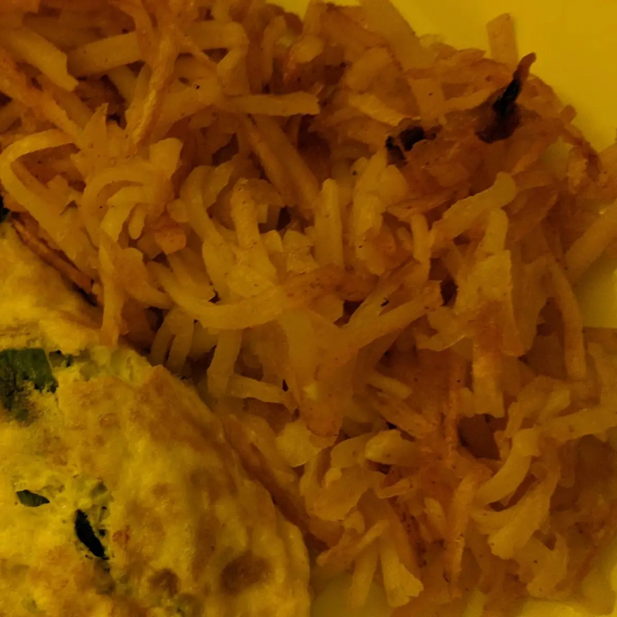 Two-Egg Spinach and Cheese Omelet and Hash Browns