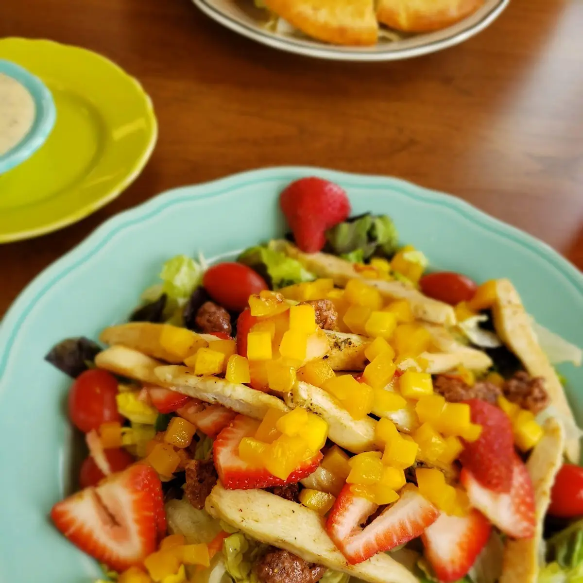 Mango Strawberry and Chicken Salad
