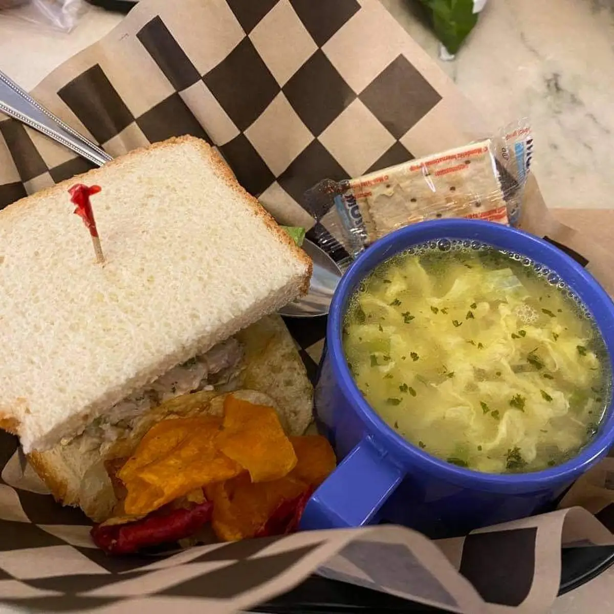 Soup and Mini Chicken Salad Sandwich