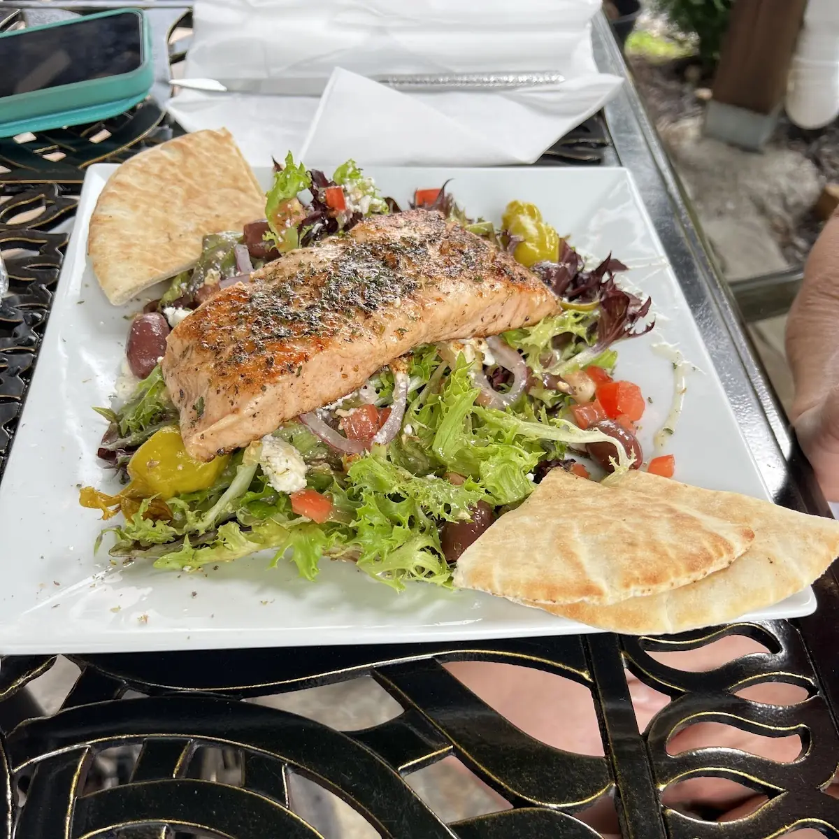 Greek Salad and Salmon