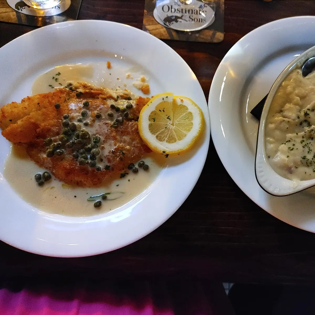 Sole Piccata with Mashed Potatoes