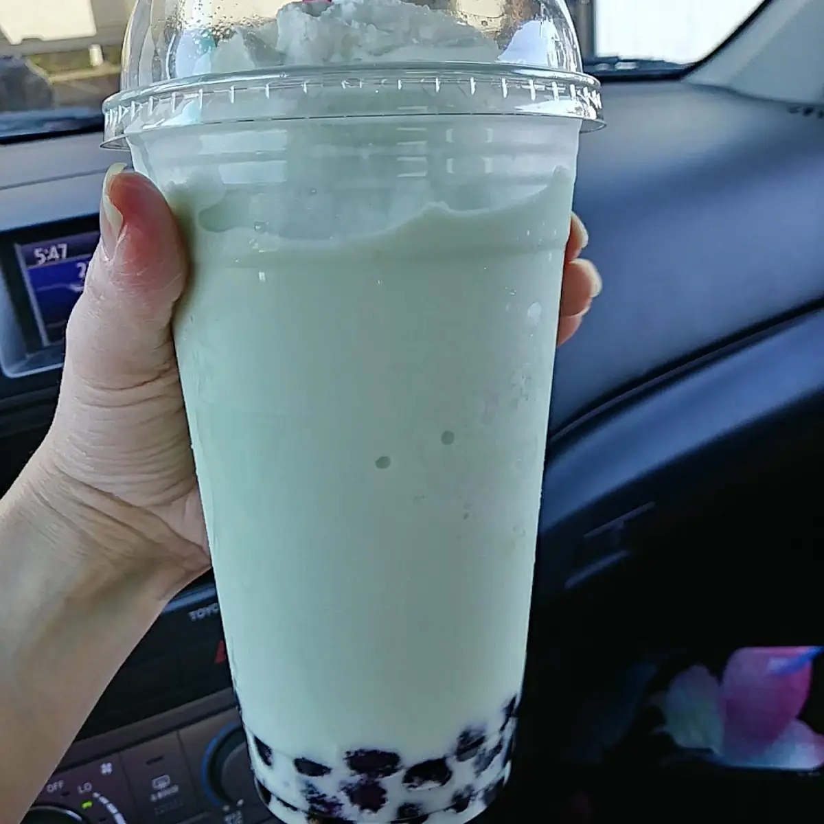 Honeydew Slushie with Boba