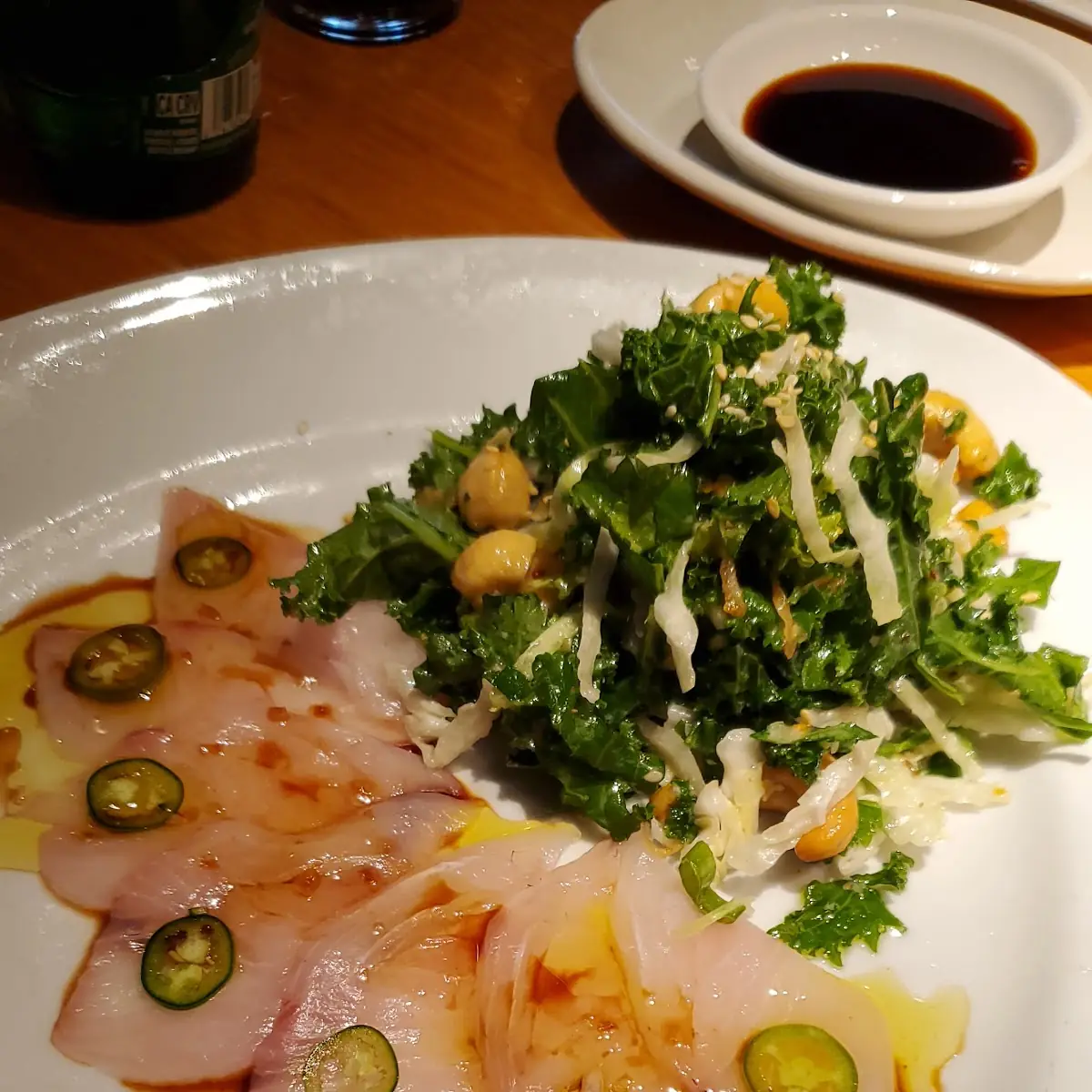 Yellowtail Sashimi and Kale Salad