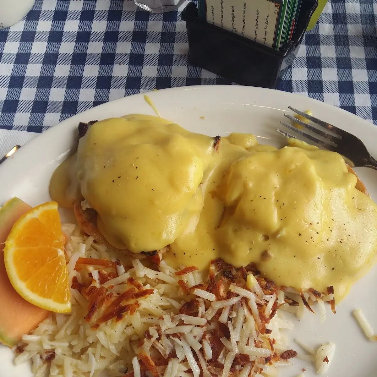 Eggs Benedict or 1 2 Ham Cheddar Cheese Omelet