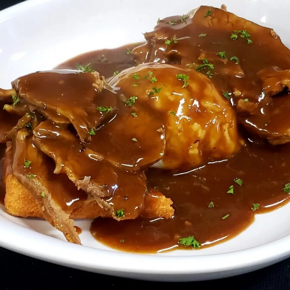 Open Faced Hot Beef Sandwich