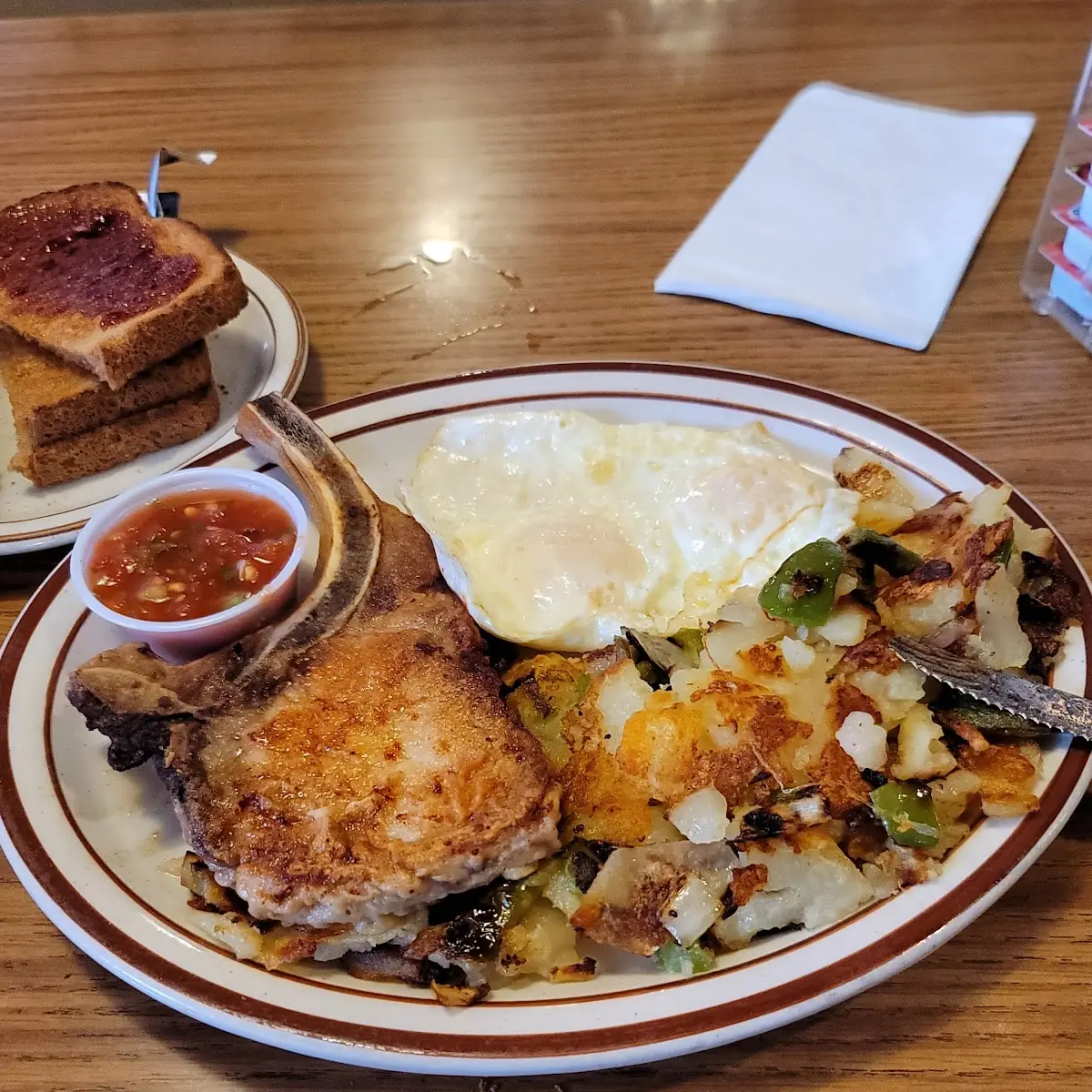Pork Chop and Eggs and Toast