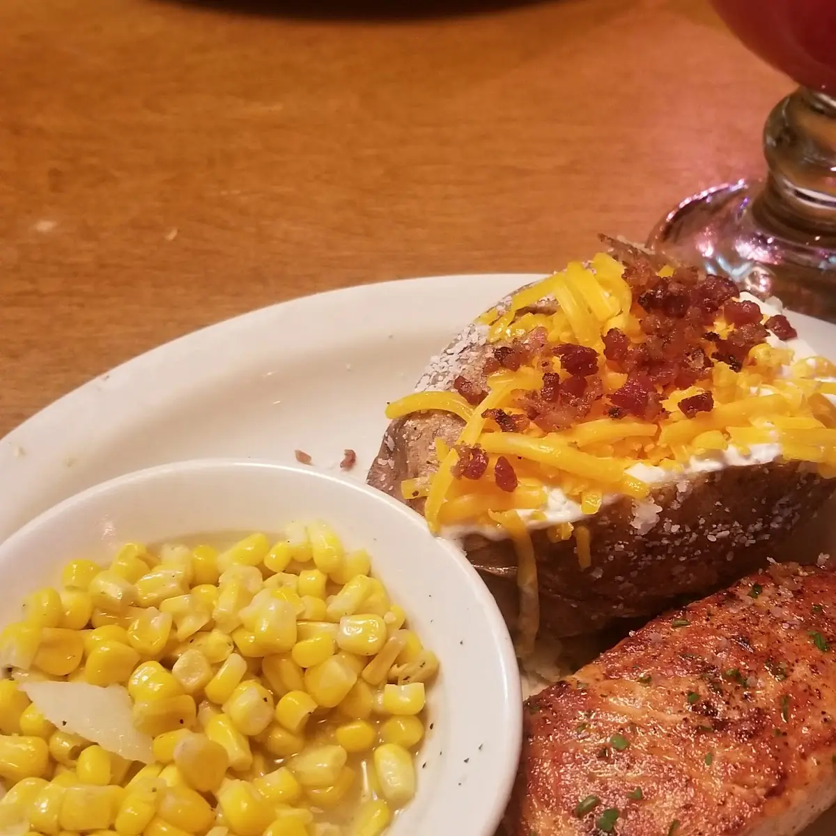 Buttered Corn House Salad Steak Fries