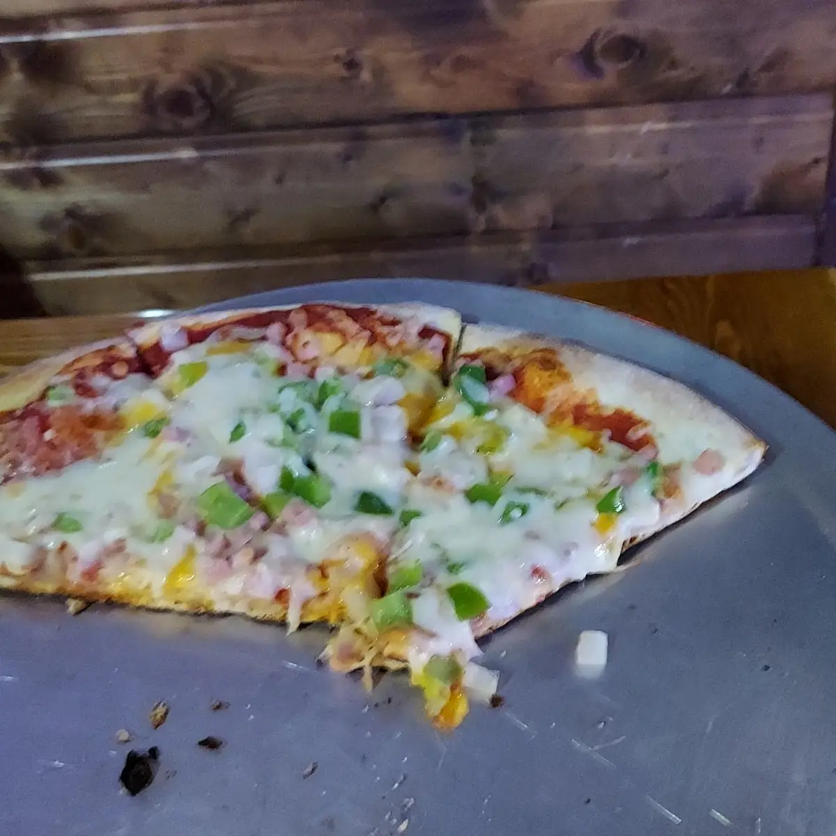 Ham Green Peppers and Onions Pizza
