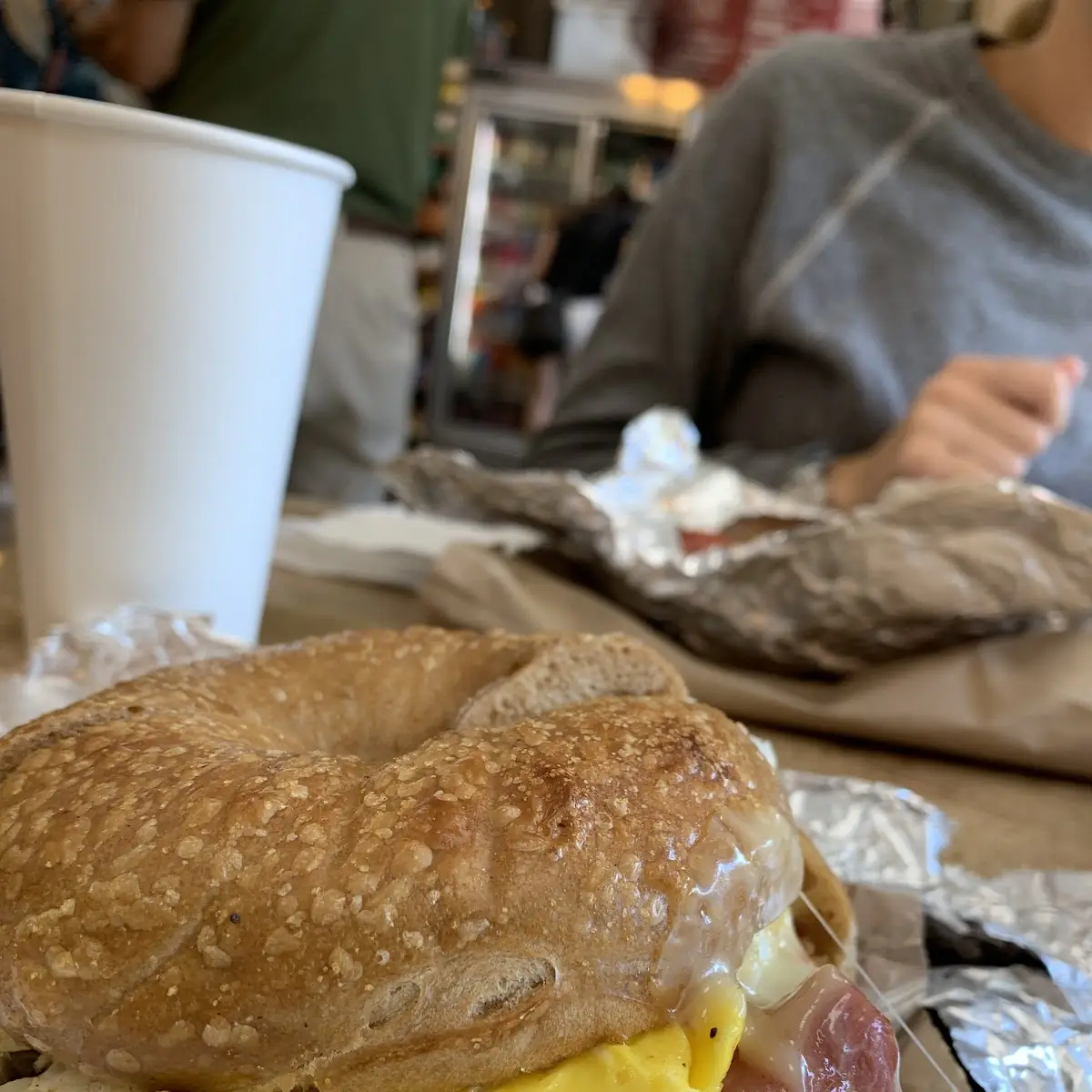 Turkey Bacon Egg and Cheese on a Wheat Bagel