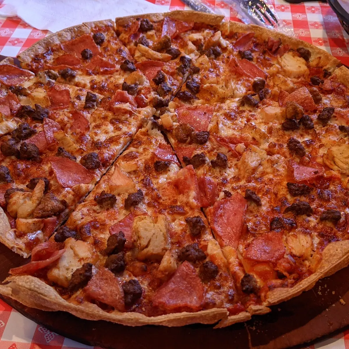 Beef Ham & Chicken Thin-Crust Pizza