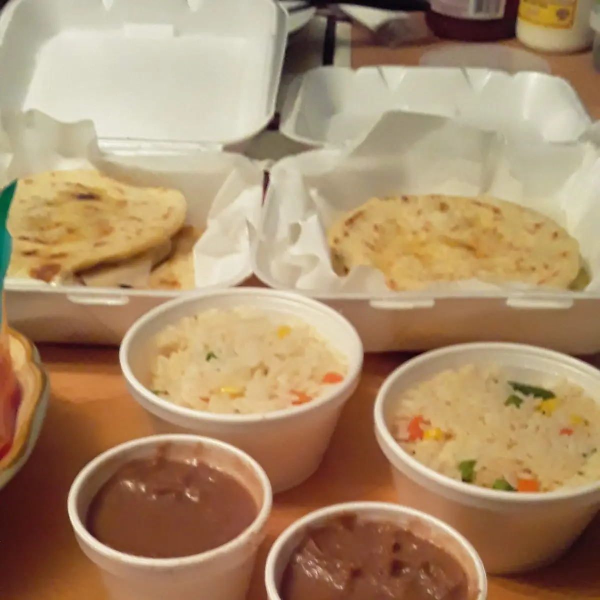 Cheese Pupusas and Pork&Cheese Wit Rice and Beans