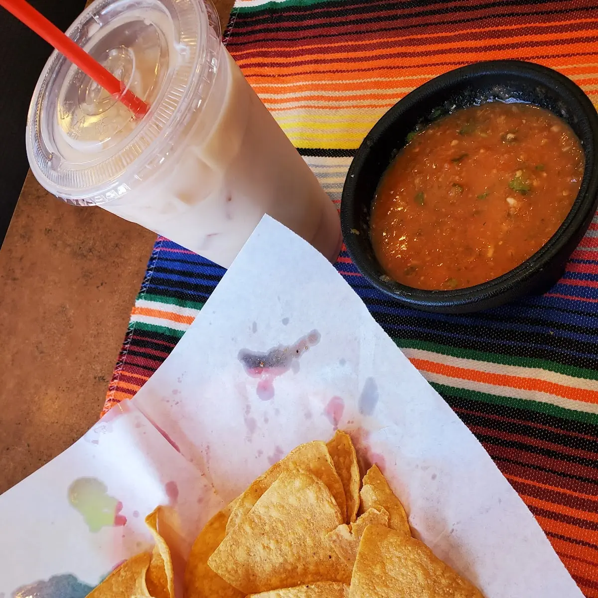 Chips Salsa and Horchata
