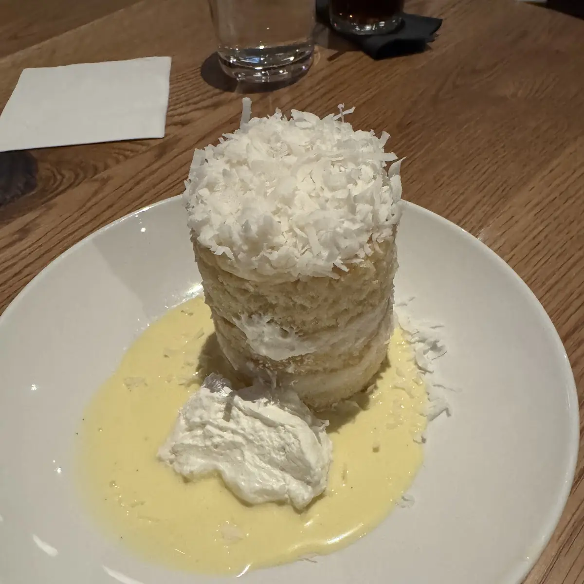 Coconut Layer Cake with Vanilla Custard