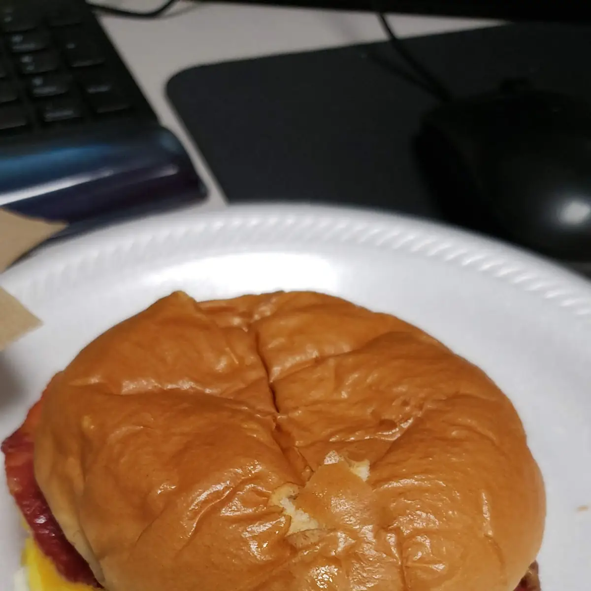 Bacon Sausage Egg Cheese Breakfast Sandwich