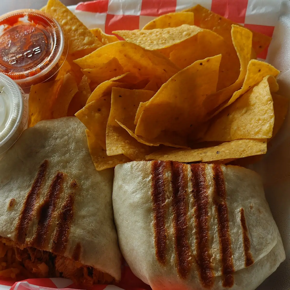 Chicken Burrito w Tortilla Chips