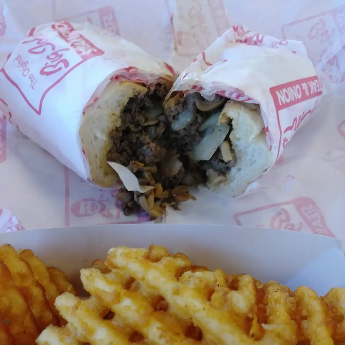 Steak Sandwich with Waffle Fries