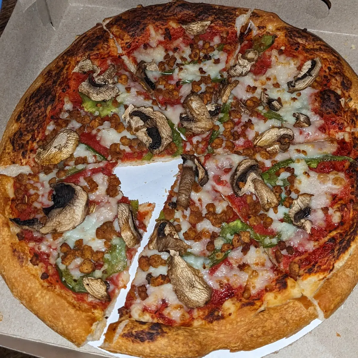 All Vegan Pizza Sausage and Peppers