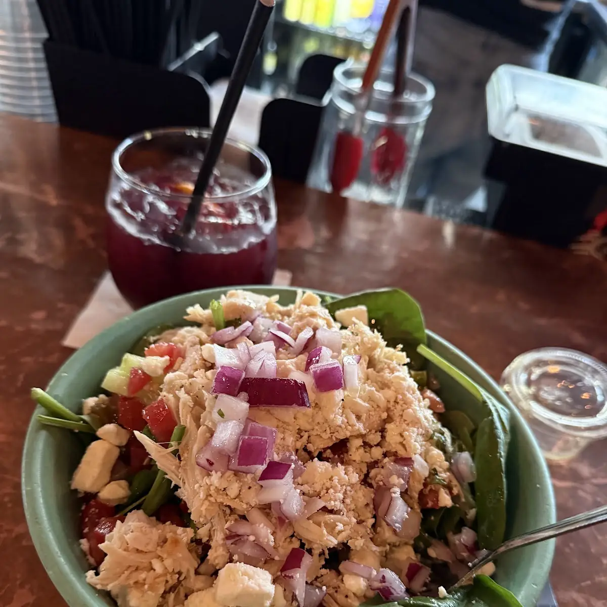 Spinach Salad and Red Sangria