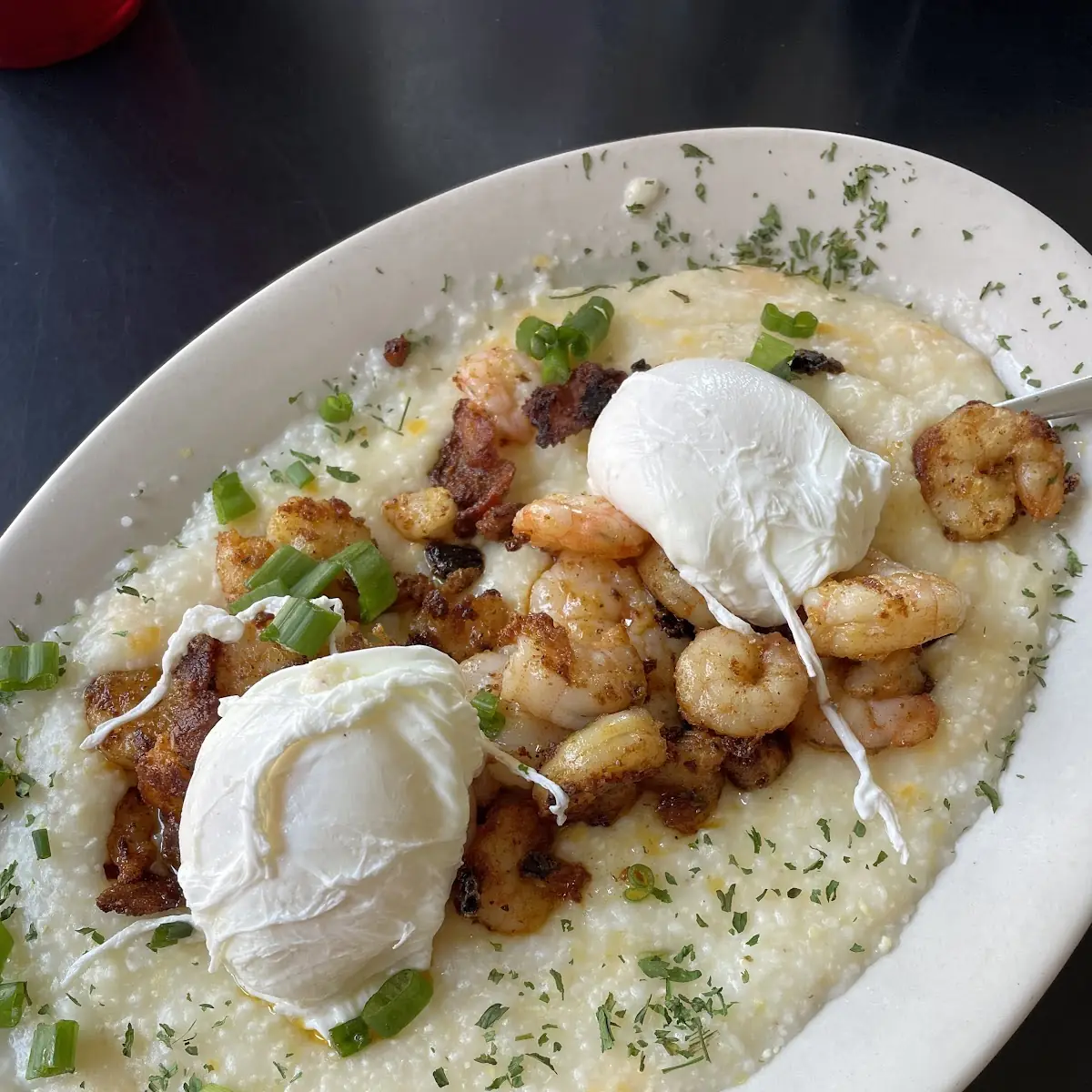 Two Eggs Served with Grits