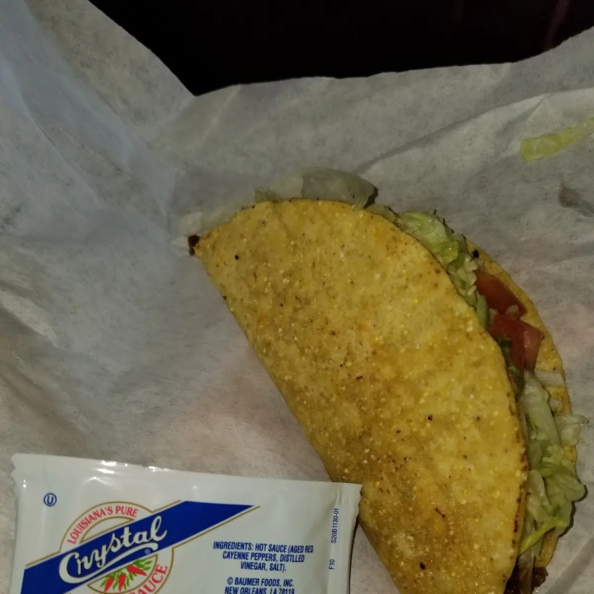 Crispy Taco with Garbage Hot Sauce