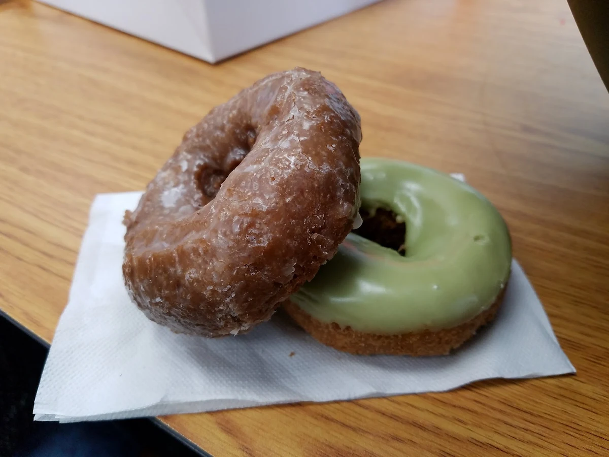 Glazed Ube Matcha Green Tea Donuts