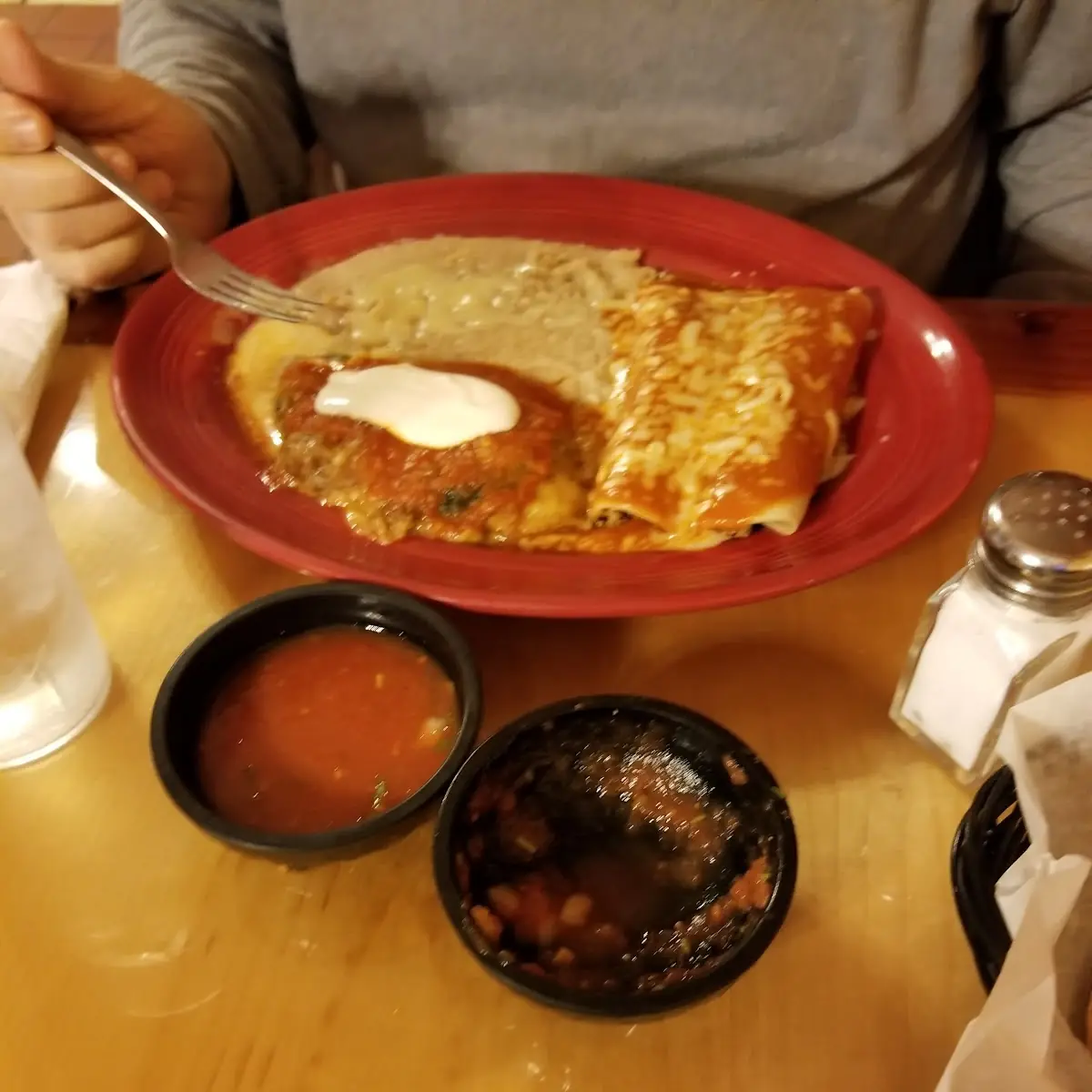 Enchiladas Chile Relleno & Refried Beans