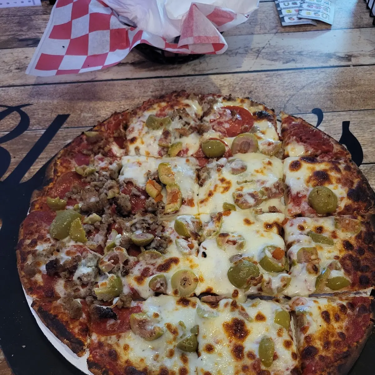 Pepperoni and Green Olive Pizza