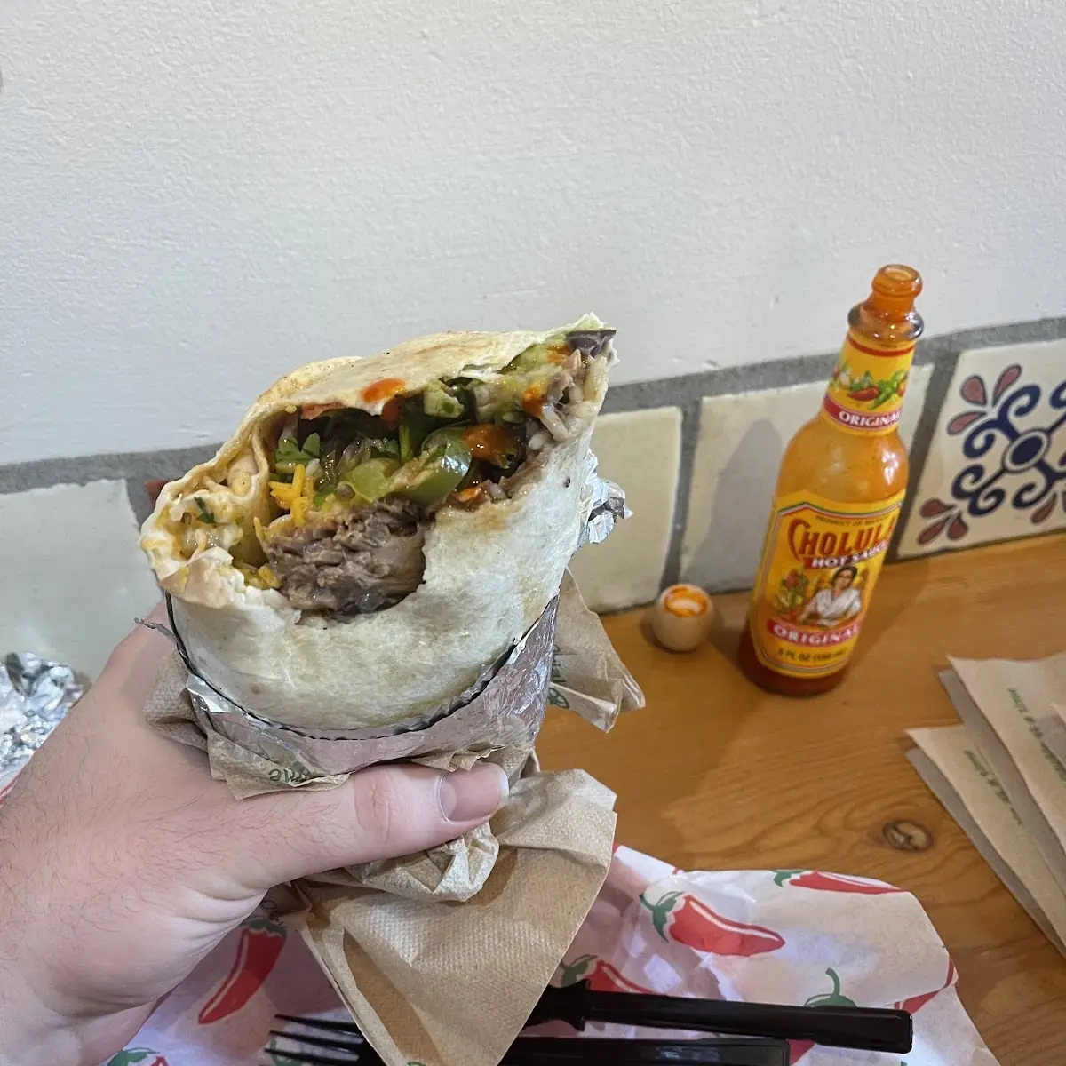 Shredded Beef Burrito with Everything Added