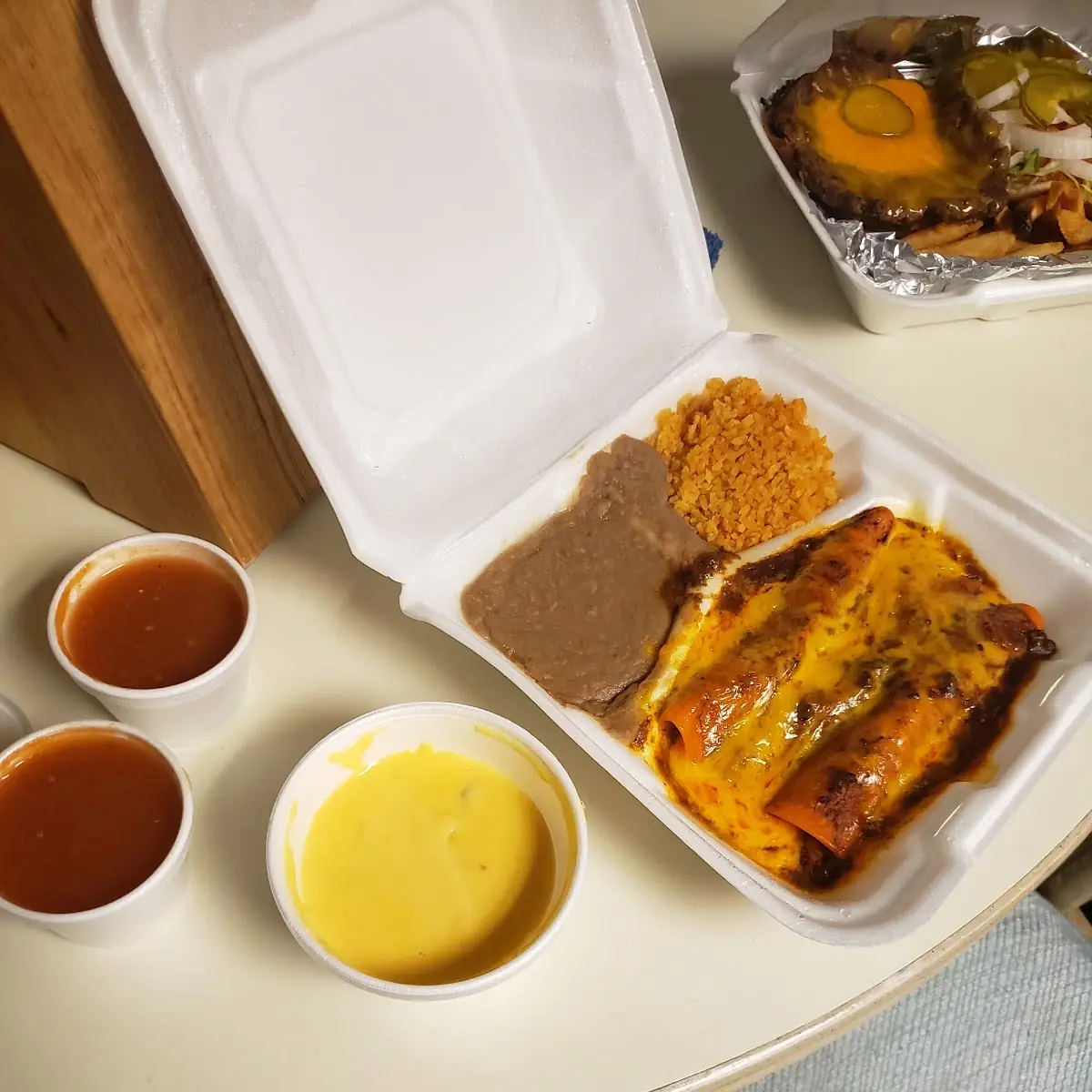 Beef Enchiladas with Queso Dip on the Side