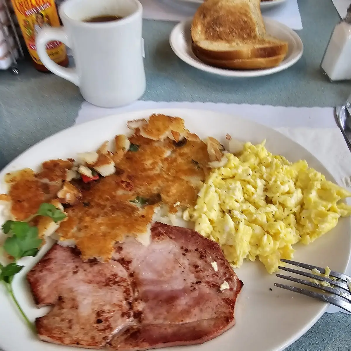 Honey Glazed Ham Steak & Eggs