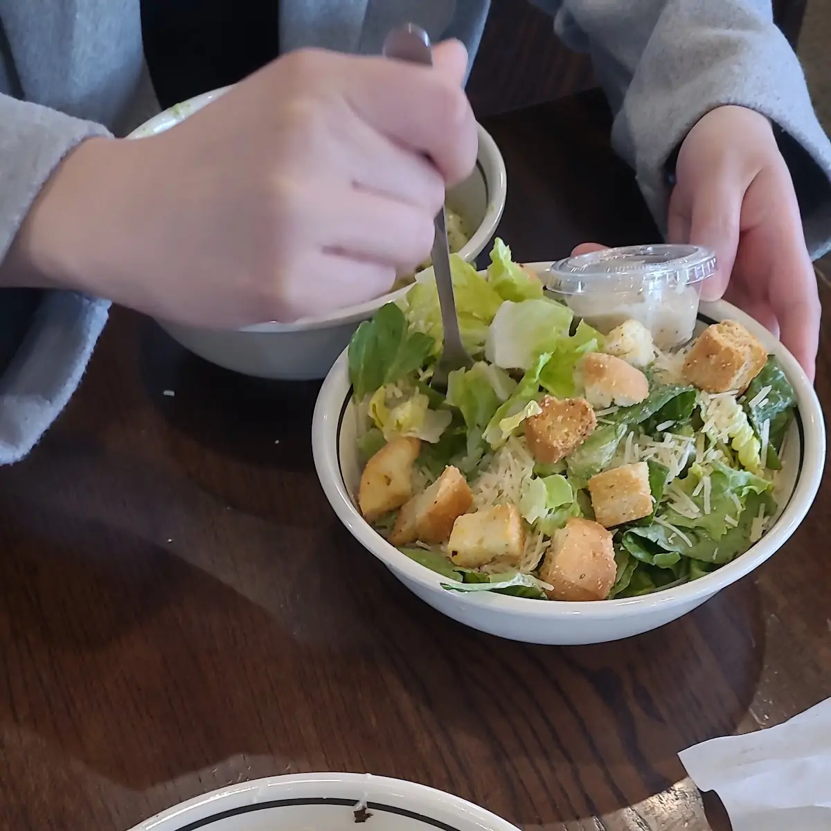 Chicken Carbonara Pasta and Side Caesar Salad