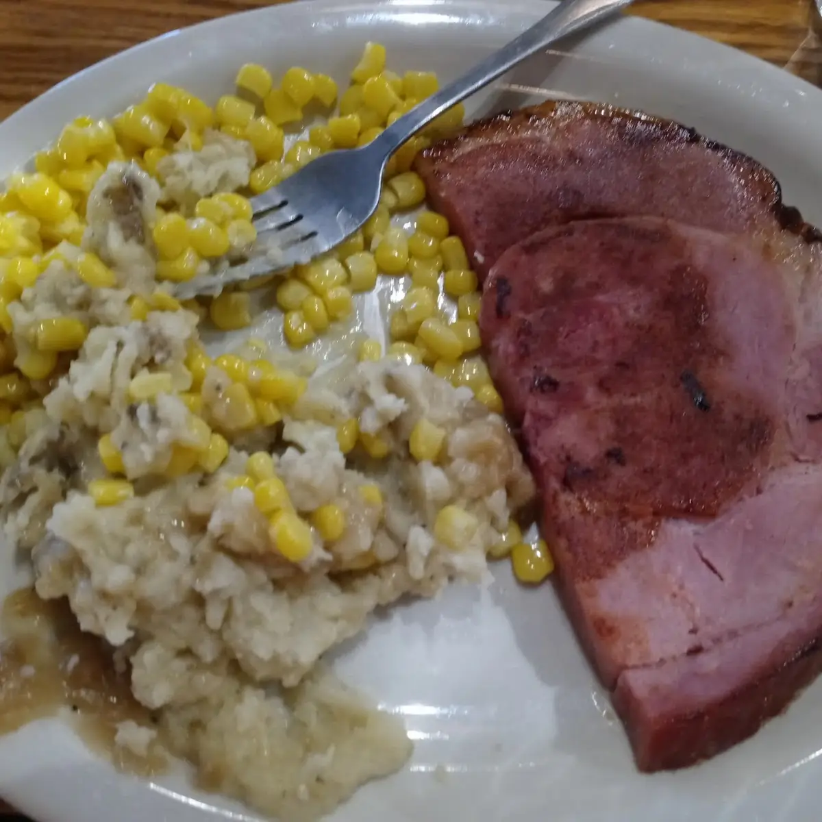 Ham and Mashed Potato and Corn